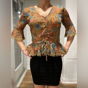 Molly Bracken sheer floral top size small